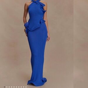 Meshki Blue Halter Maxi Dress